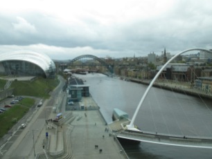 Gateshead Millennium Bridge and Sage as seen from the Baltic Mills center